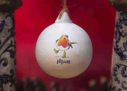 Mum Bobbin Robin Ceramic Bauble
